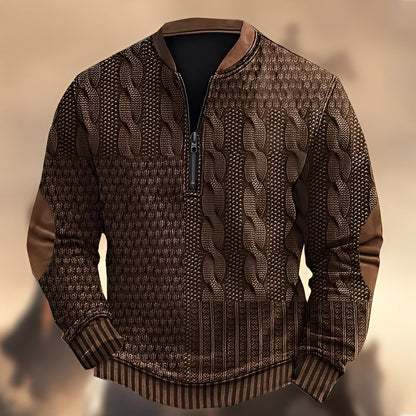 Edmund - Pull à motifs décontracté avec zip pour hommes