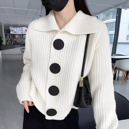 Alannah - Veste en maille tendance avec gros boutons pour femmes