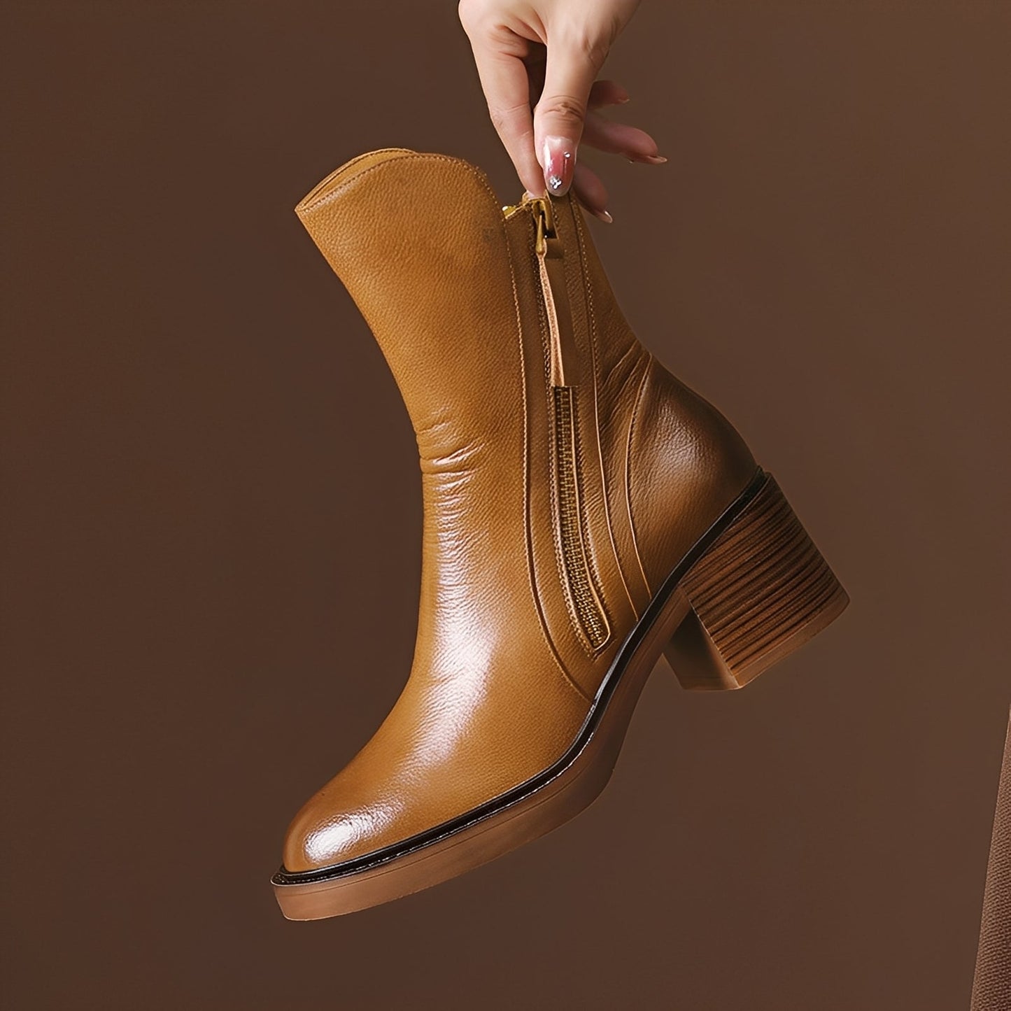 Pamella - Bottes en cuir classiques pour femme à la cheville