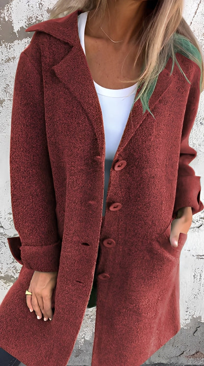 Meridith - Manteau long élégant avec col à revers pour femmes