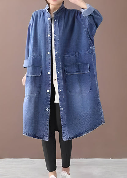 Jacinda - Grande veste en jean avec col haut pour femmes