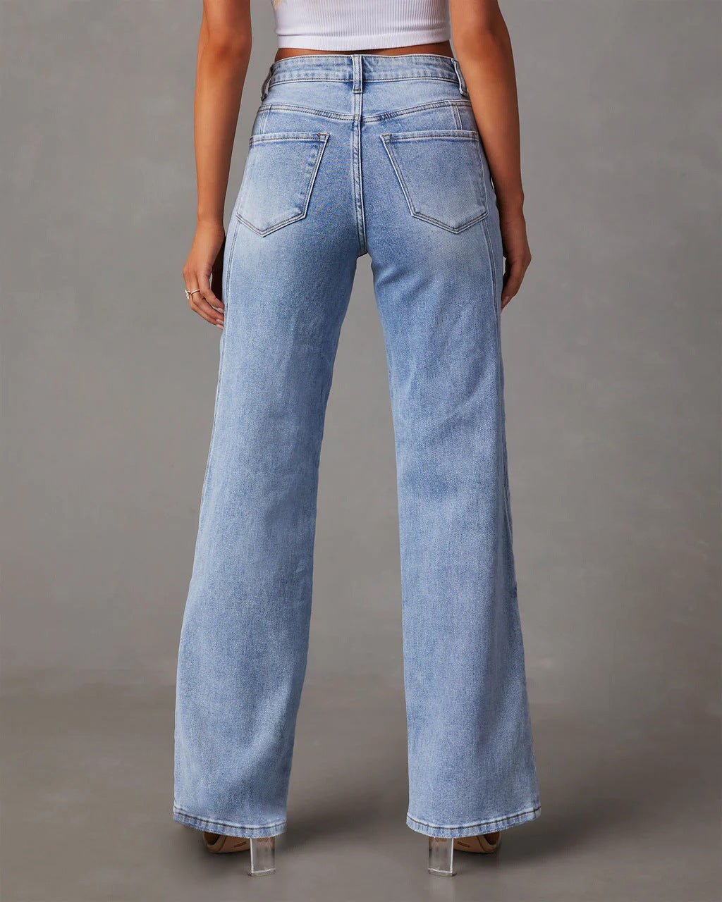 Rhian - Pantalon en Jean Large et Élégant