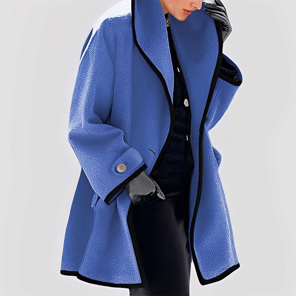 Abigale - Stylish wool overcoat with hood for women