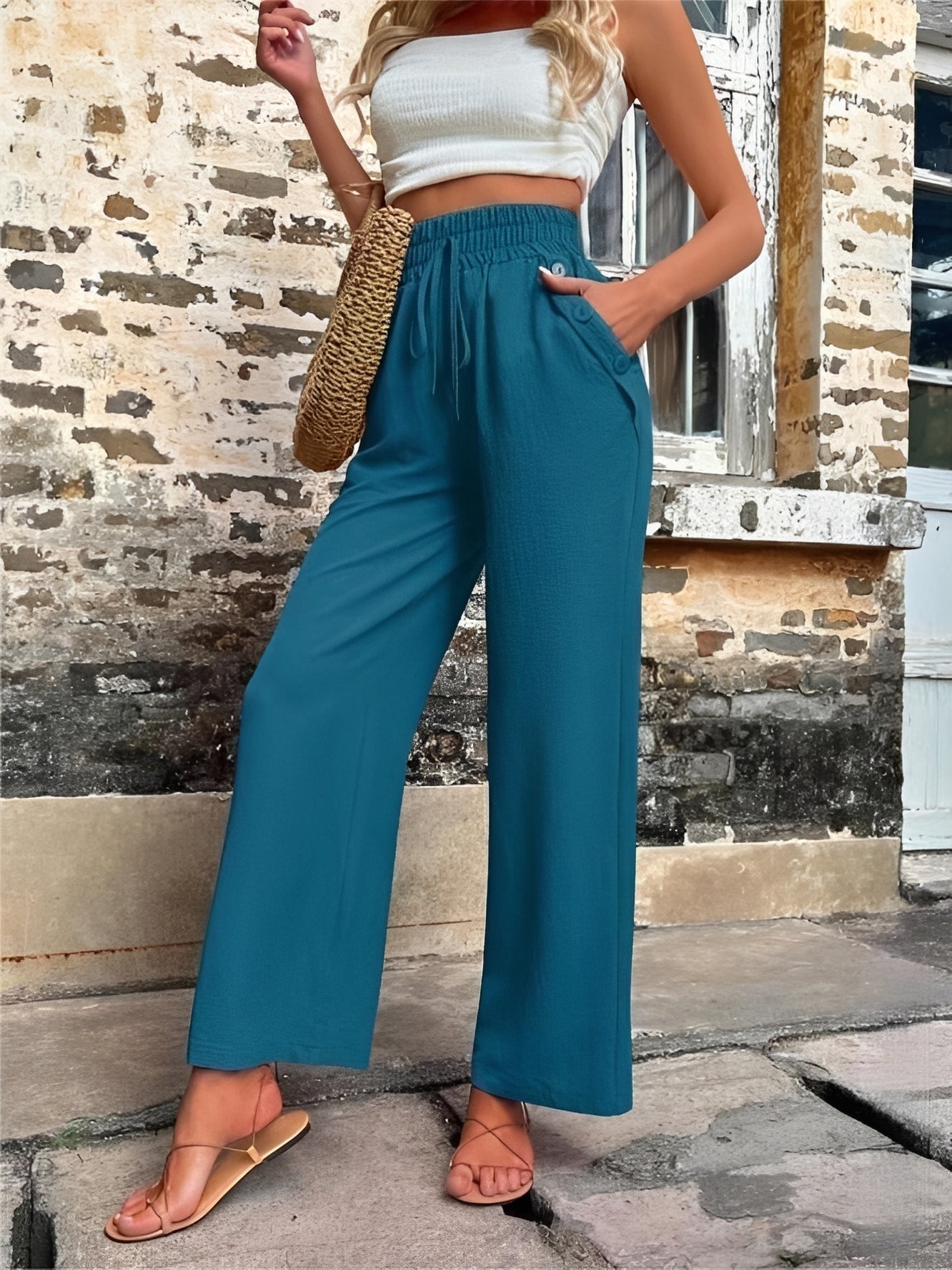 Allie - Pantalon élégant, ample et taille haute pour femmes