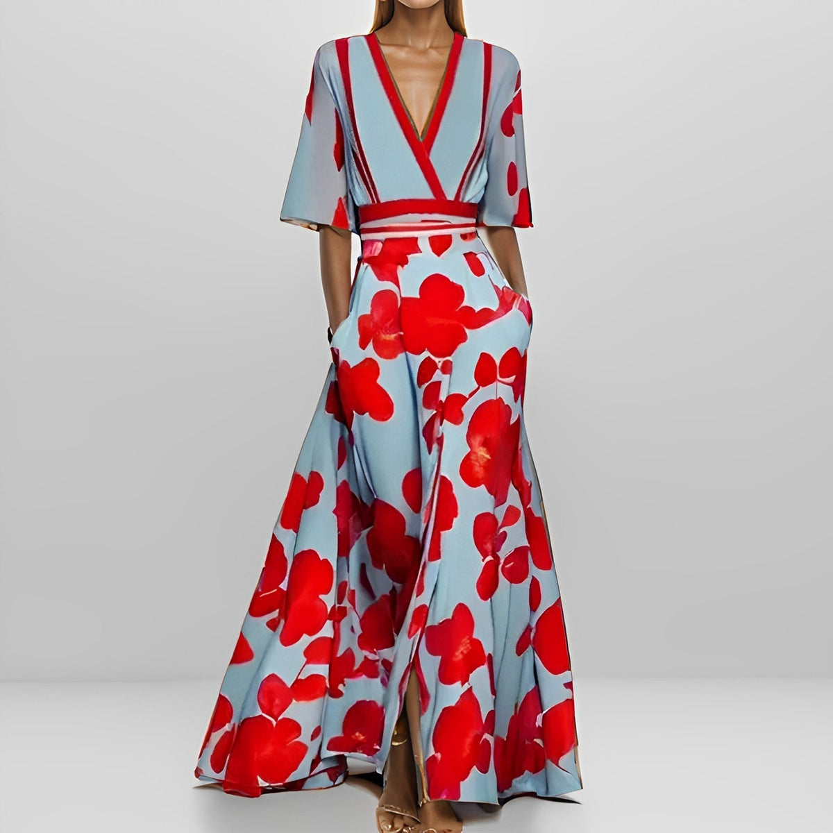Delores - Robe maxi à motif floral et manches longues