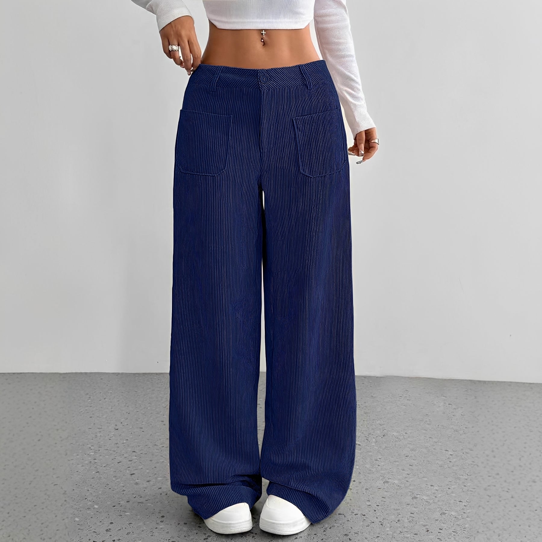 Isabelle - Pantalon en velours côtelé taille haute