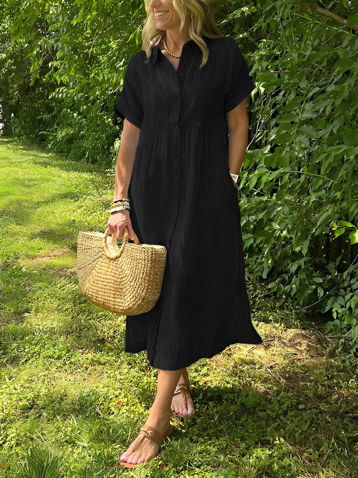 Alana - Robe-chemise rayée décontractée pour femmes