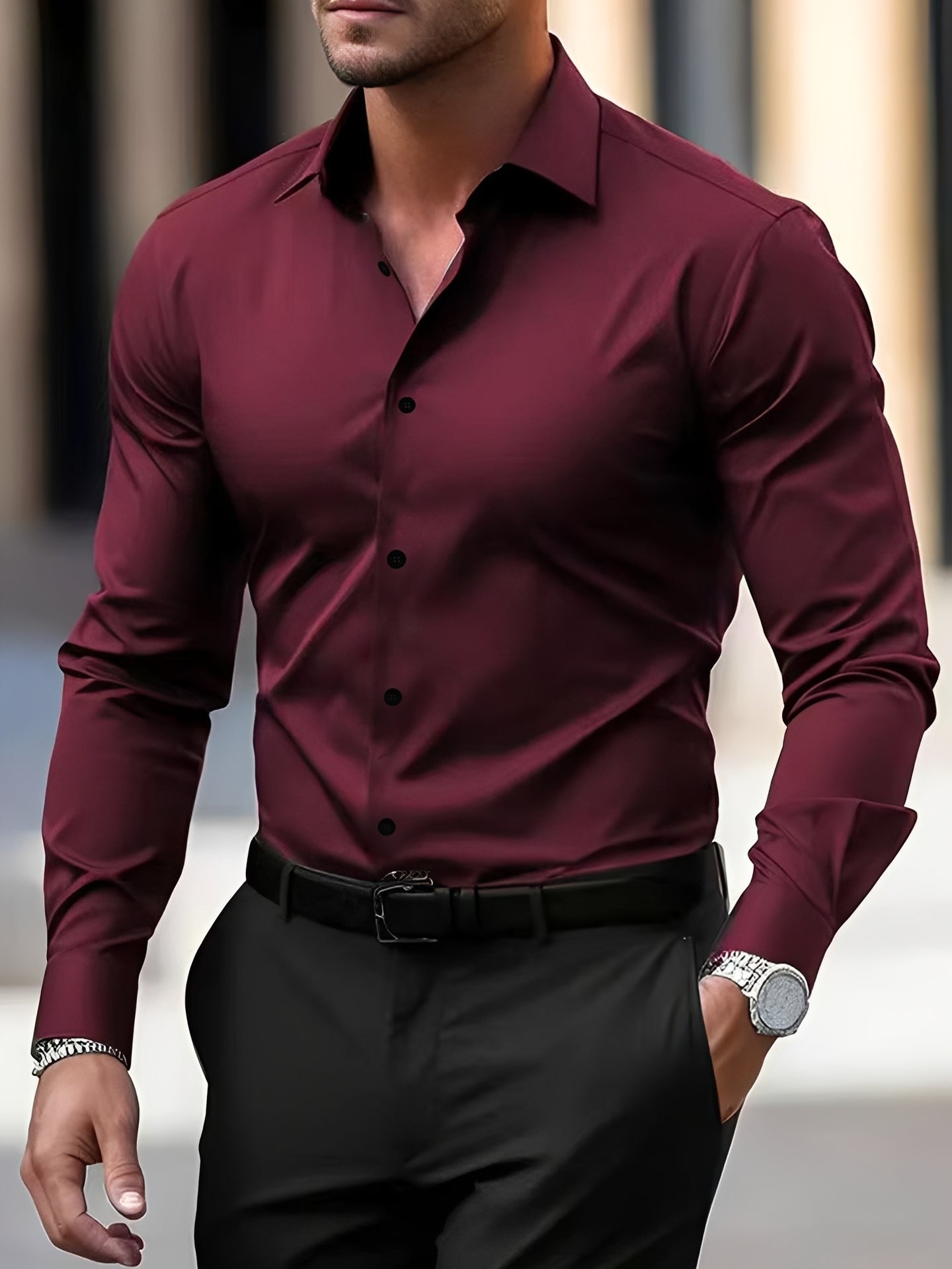 Jeremy – Chemise à manches longues pour hommes – pour loisirs et occasions formelles