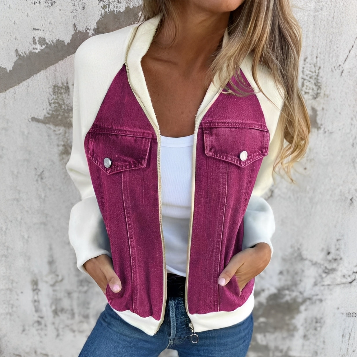 Libby - Denim jacket for women, casual style with raglan sleeves