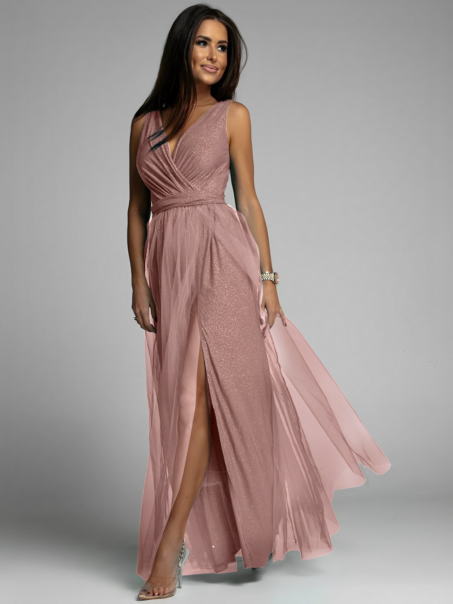 Valary - Robe de soirée élégante à col en V pour femmes