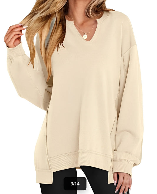 Maggie - Casual striped pullover with V-neck for women