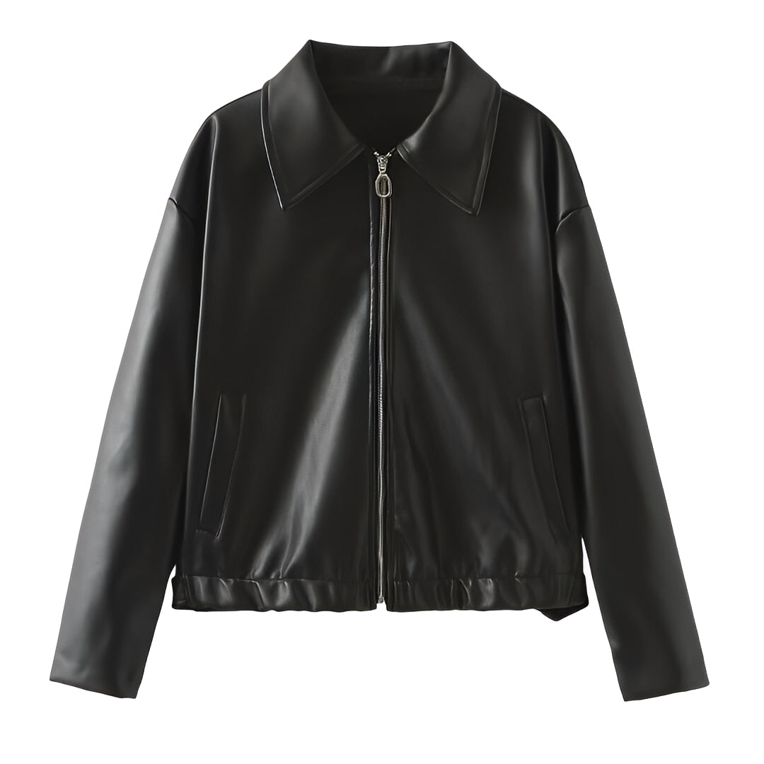 Lesley - Veste zippée moderne en cuir pour femmes
