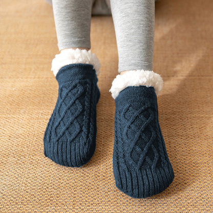Raquel - Chaussettes douces en peluche avec semelle antidérapante pour femmes pendant l'hiver