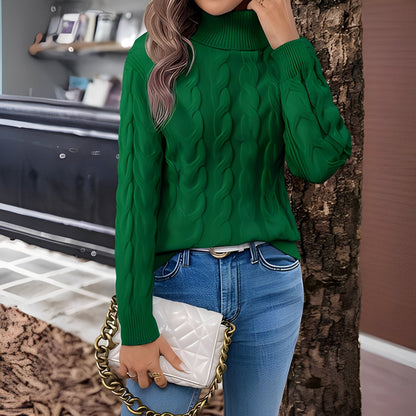 Amélie - Warm cotton sweater for women with a high collar