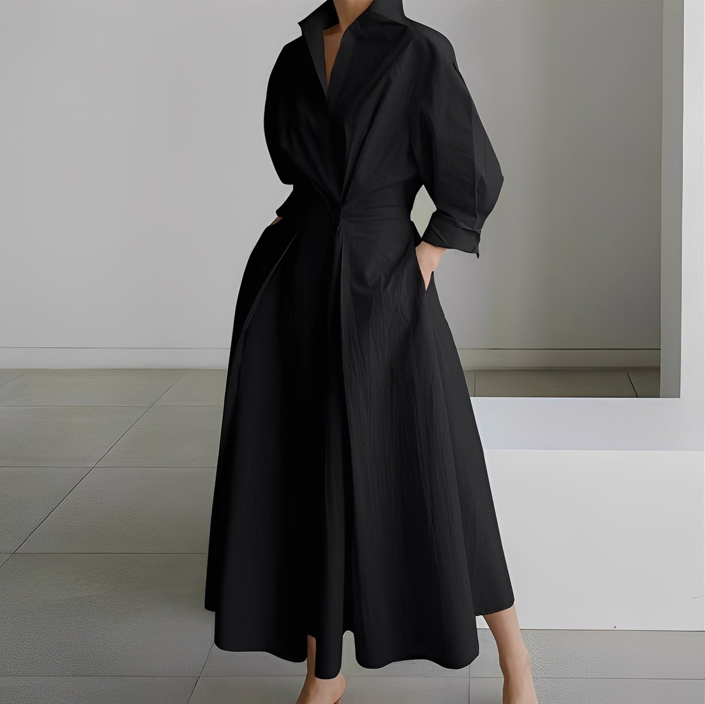 Lavina - Robe large à manches longues avec poches pour femmes