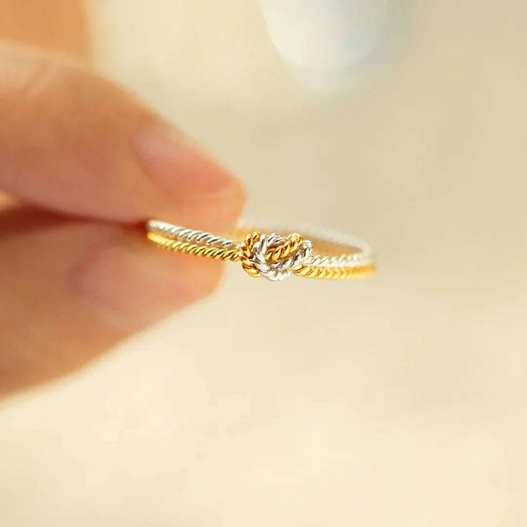 Bague de Lien Mère et Fille - Bague avec 2 Cordes et Nœud