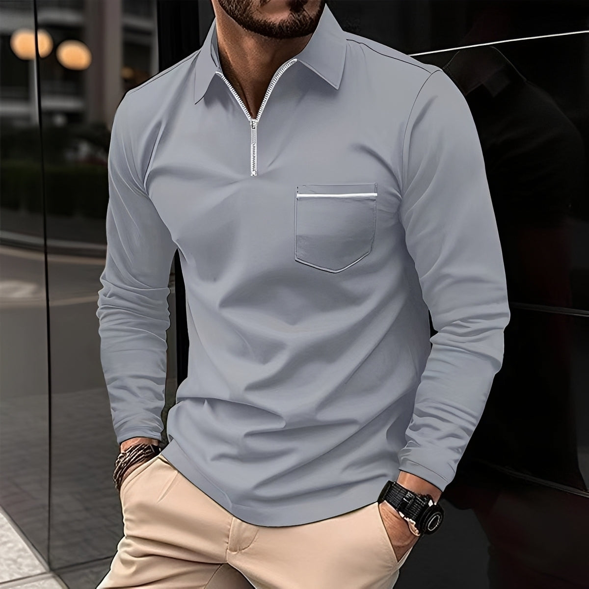 Jackson - Polo à Manches Longues Homme - pour Tenue Décontractée