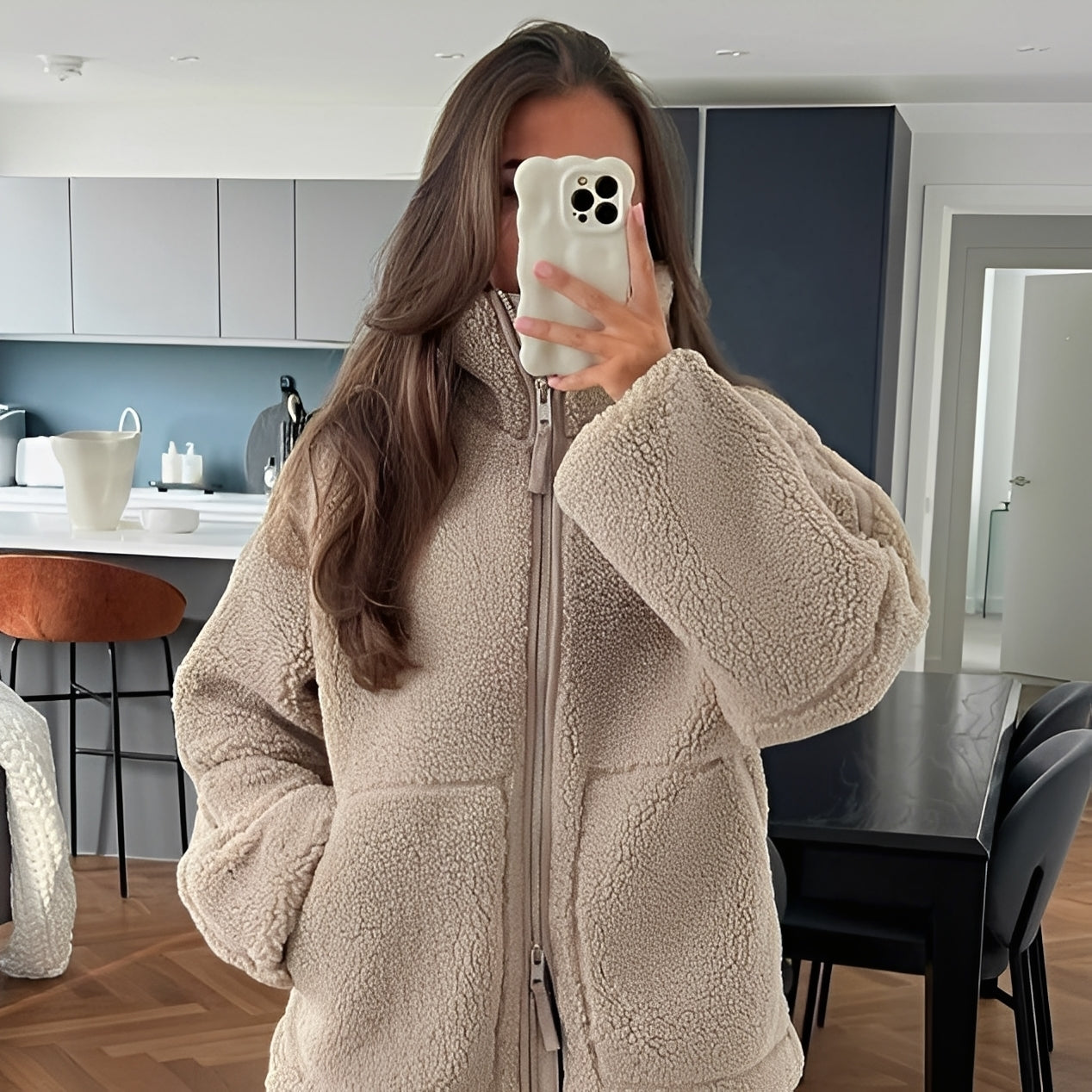 Quincy - Manteau en laine épaisse et chaude à col roulé pour femmes
