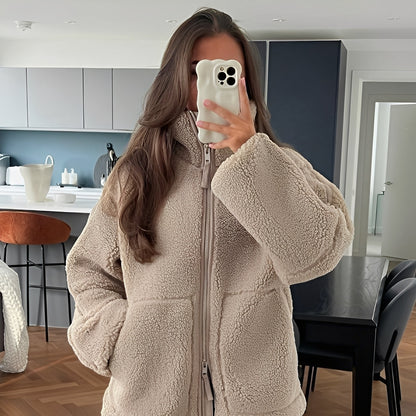 Quincy - Manteau en laine épaisse et chaude à col roulé pour femmes