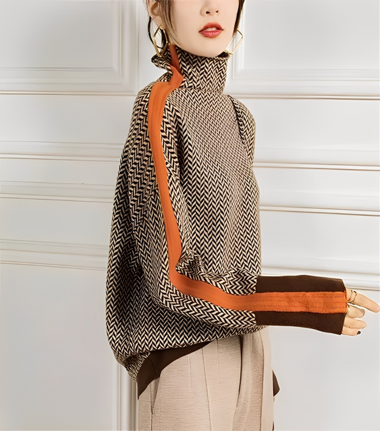 Anita - Elegant women's sweater in cashmere with a turtleneck collar