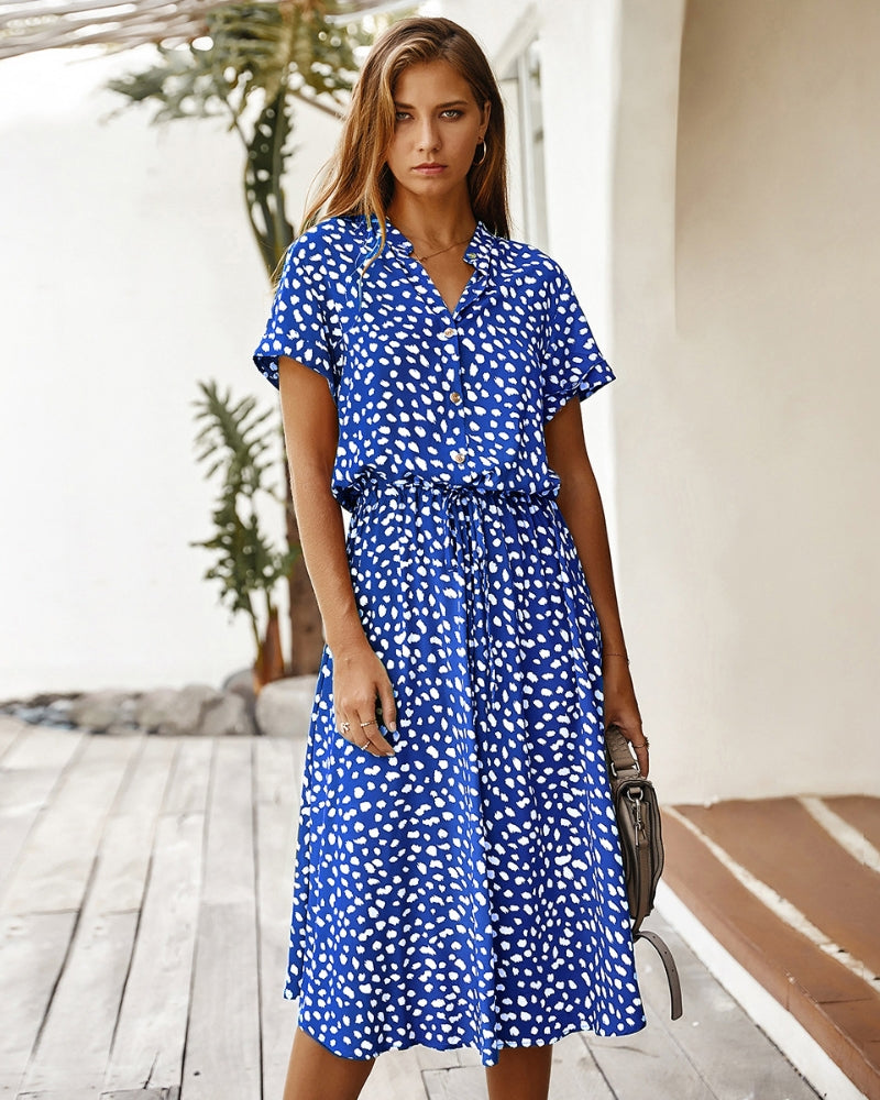 Molly - Robe courte chic à manches courtes avec col pour femmes