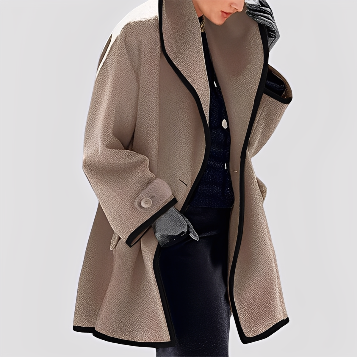 Abigale - Stylish wool overcoat with hood for women