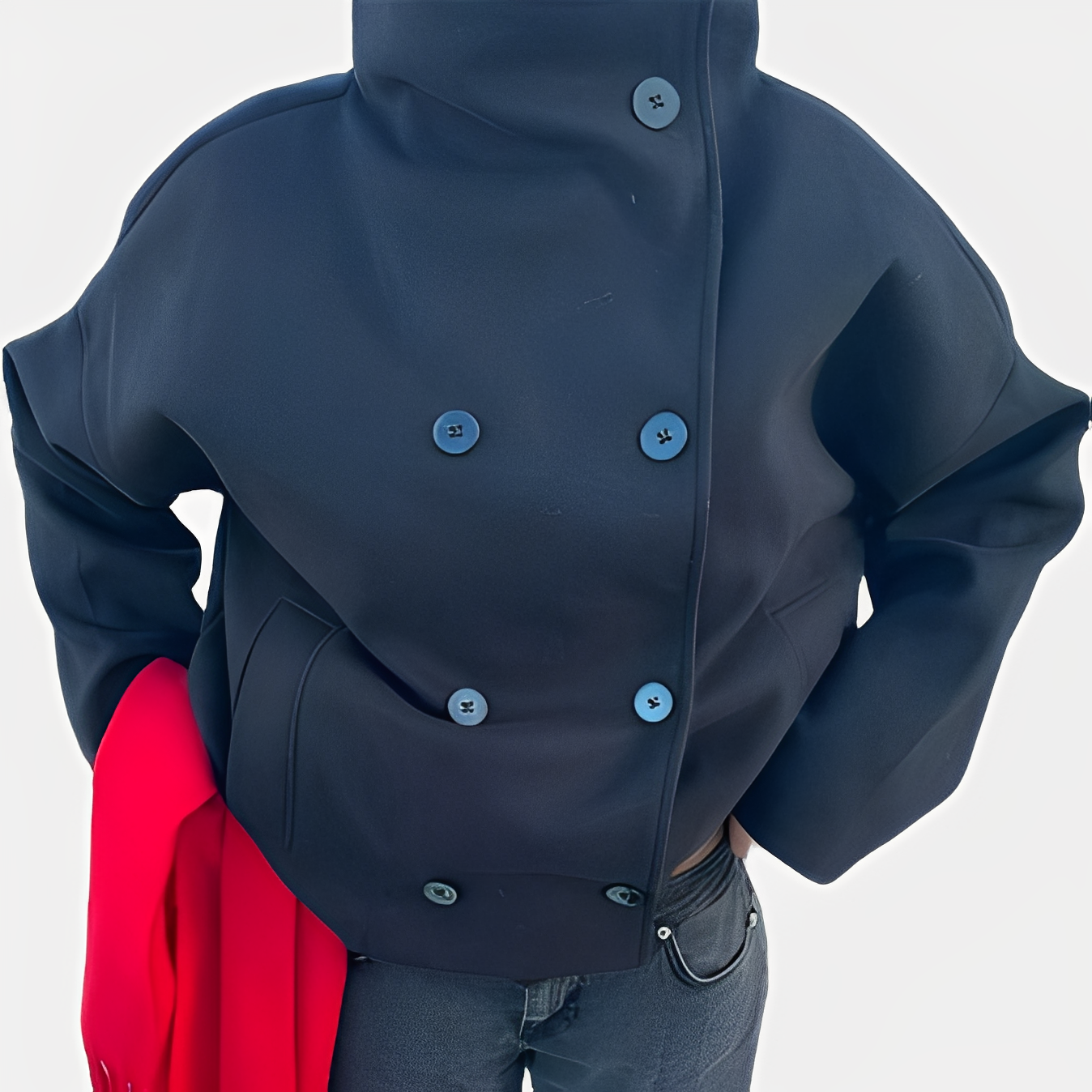 Carolyn - Élégant manteau en laine avec boutonnage simple pour femmes