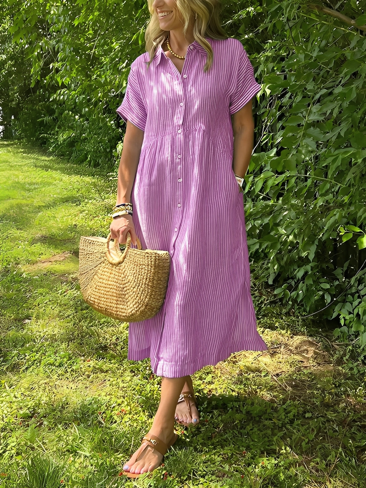 Alana - Robe-chemise rayée décontractée pour femmes