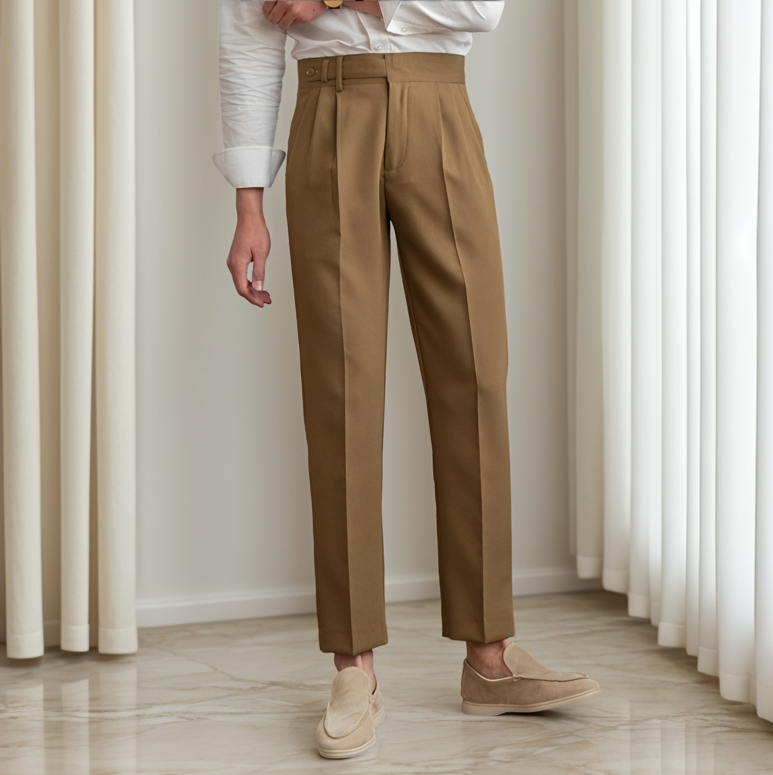 Kristian - Pantalon plissé élégant avec boucle pour hommes