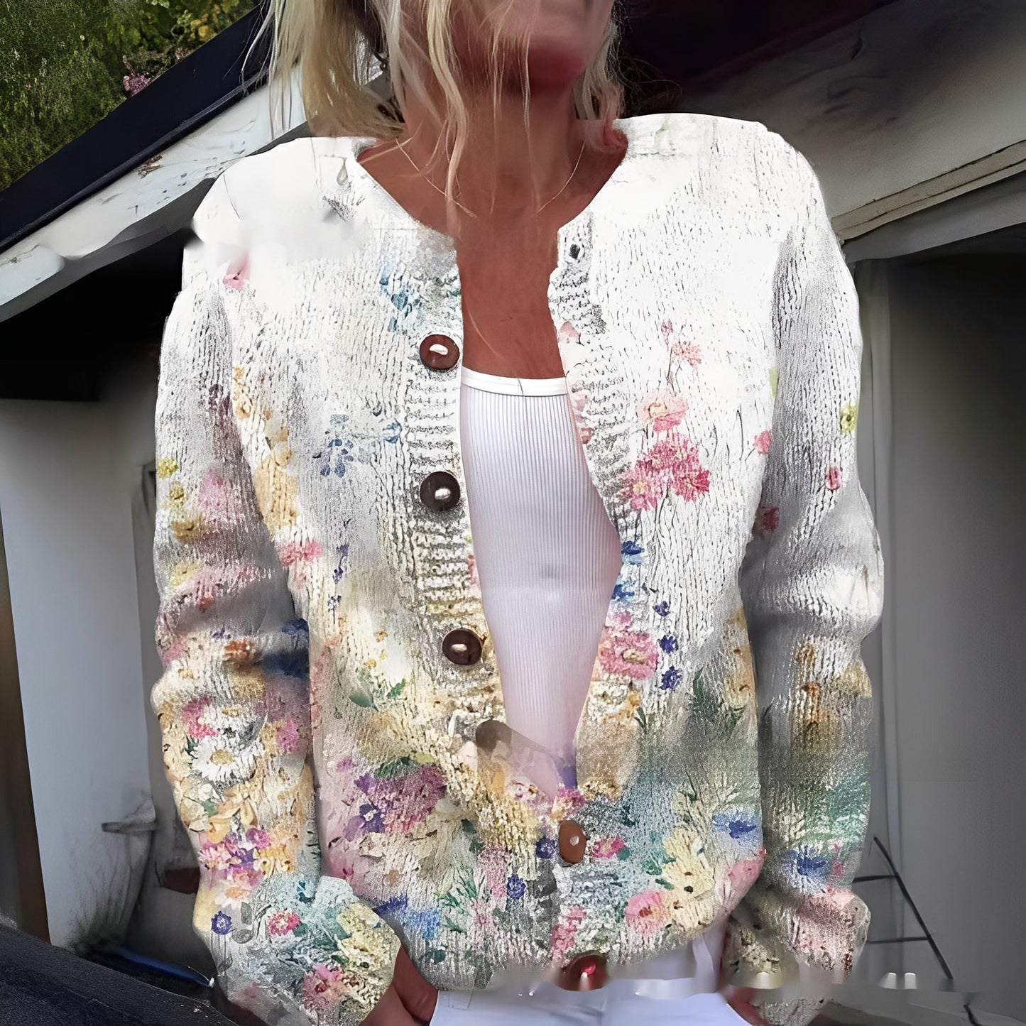 Wilda - Cardigan chic et confortable à motif floral pour femmes