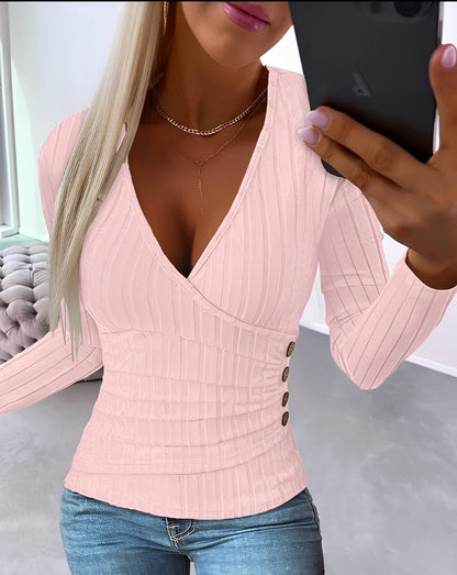 Annie - Casual striped sweater with V-neck for women