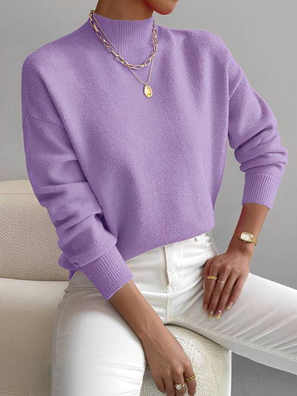 Roxana - Pull chic en maille avec col mi-haut pour femmes