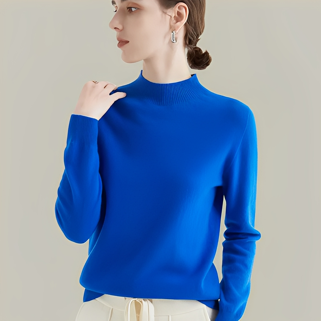 Martine - Pulls en laine à coupe ajustée avec col montant pour femmes