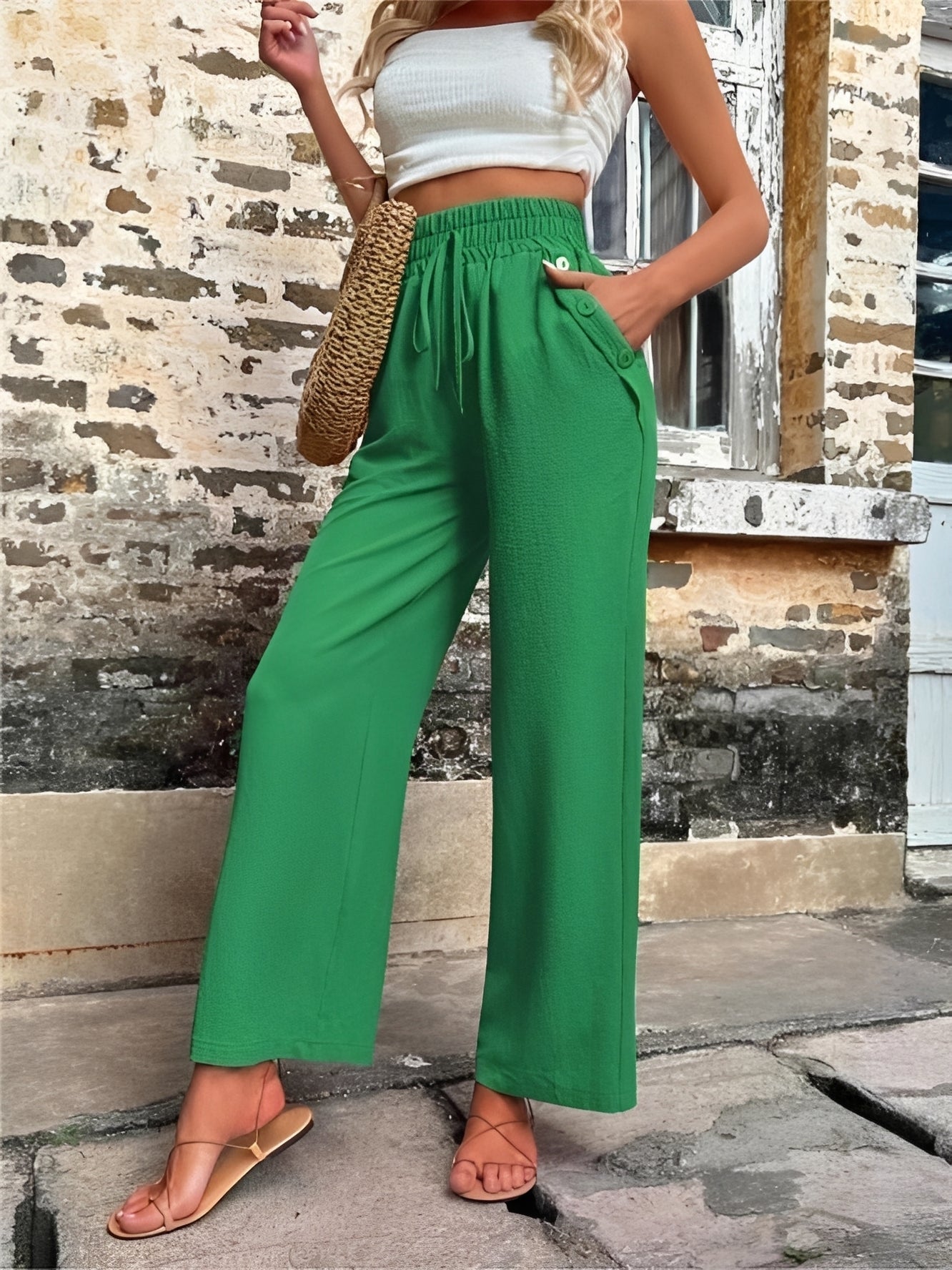 Allie - Pantalon élégant, ample et taille haute pour femmes