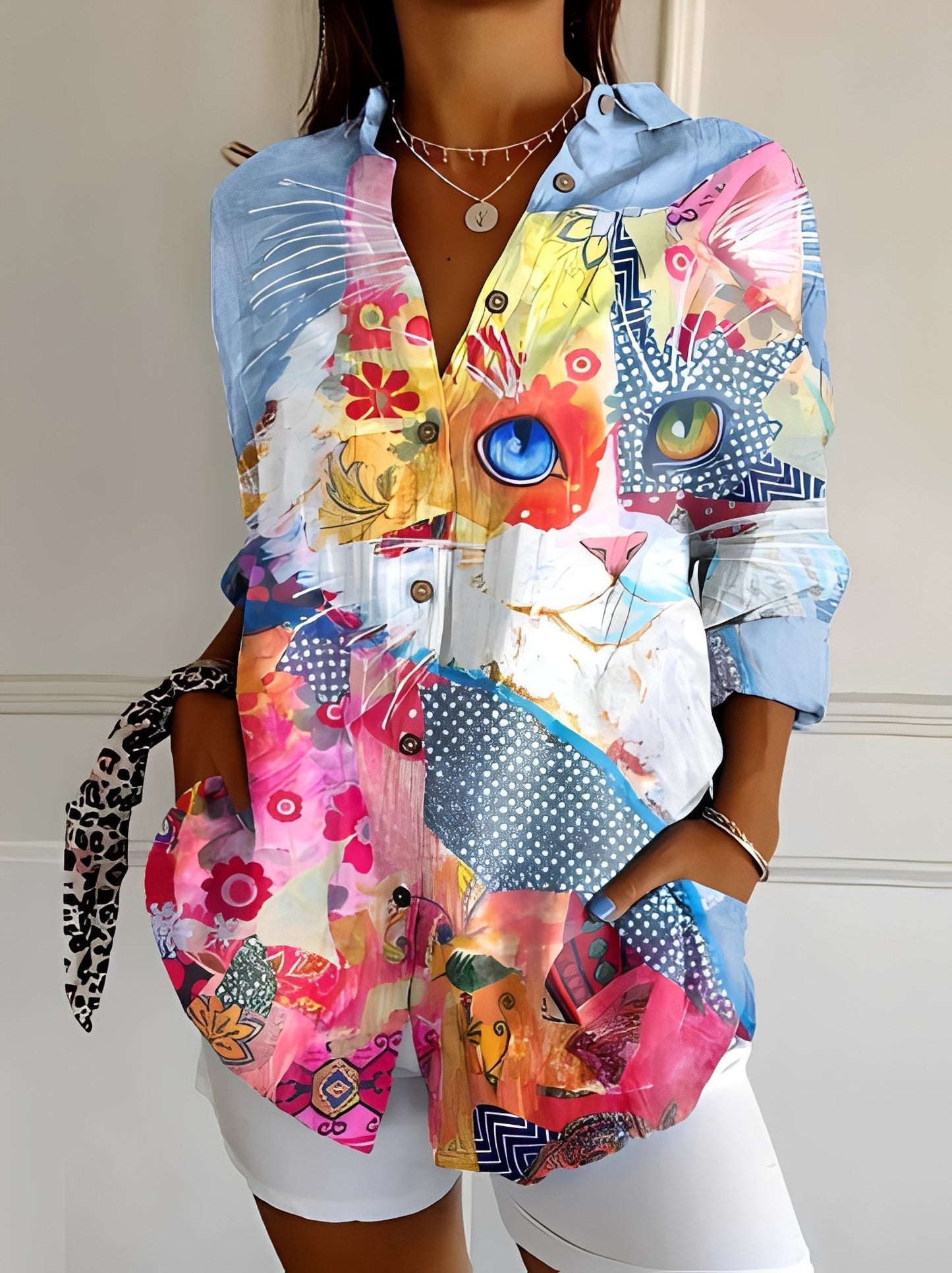 Jessica - Elegant blouse with floral pattern for women