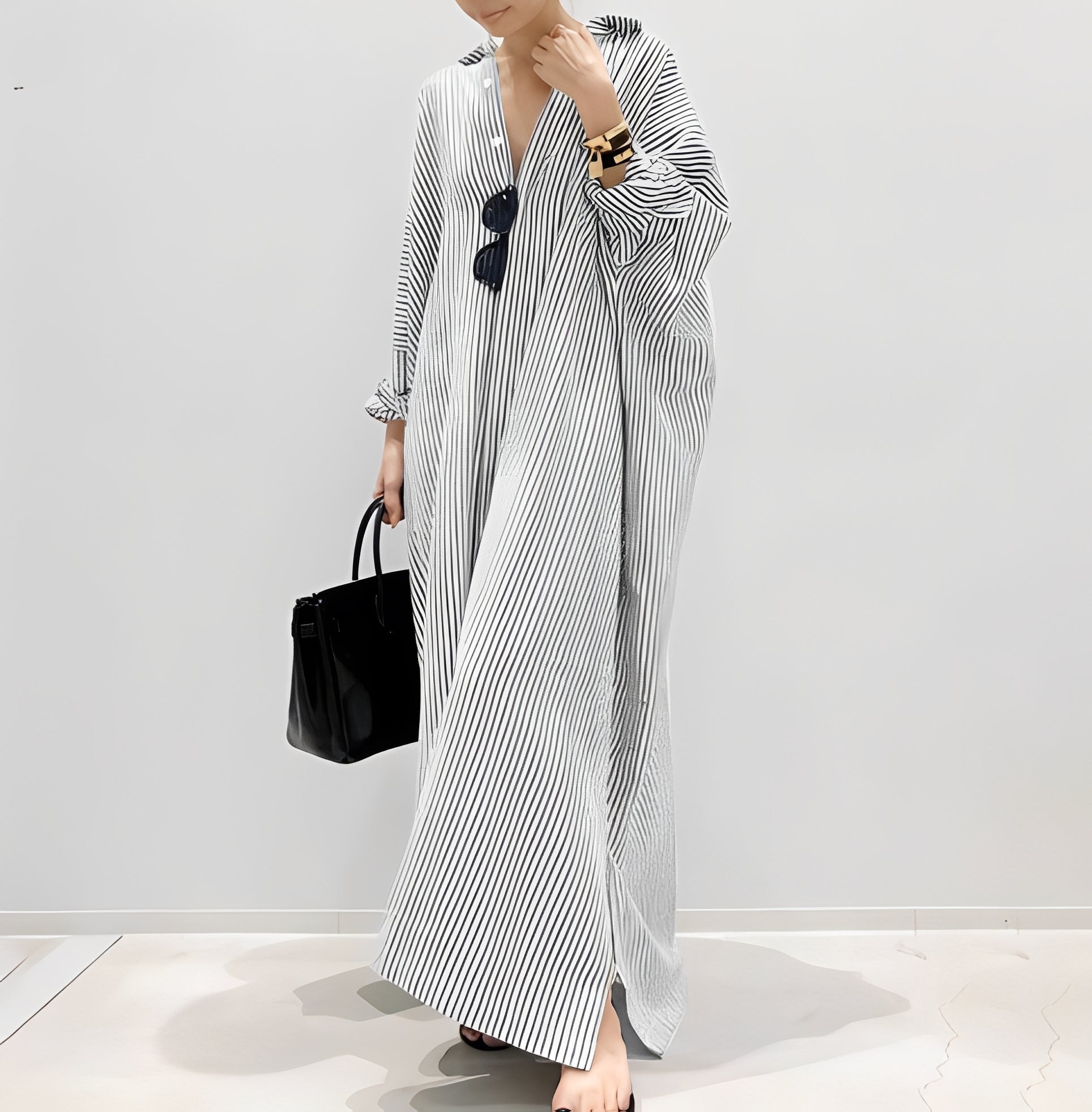 Jasmine - Robe chemise rayée élégante pour femmes