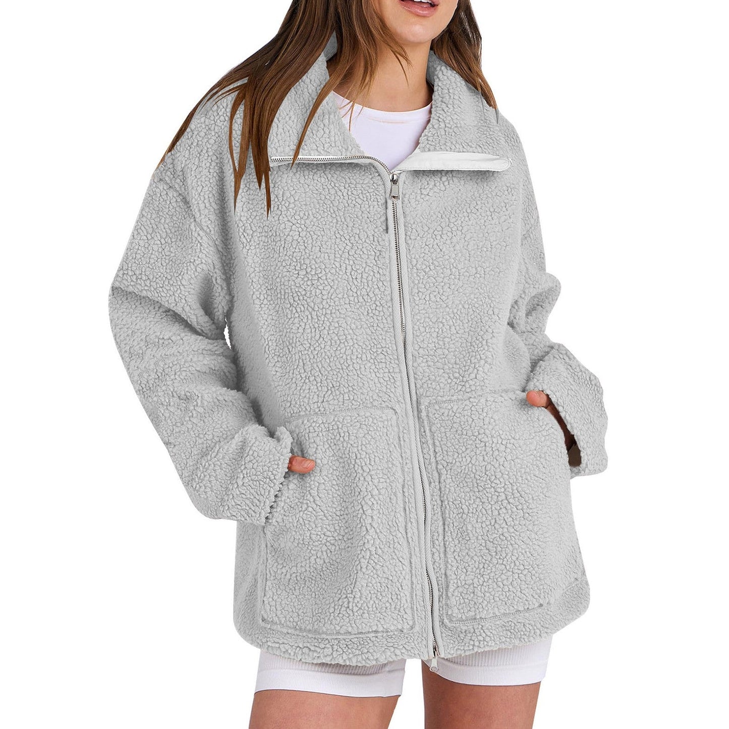 Adamina - Manteau décontracté en laine avec col roulé pour femmes