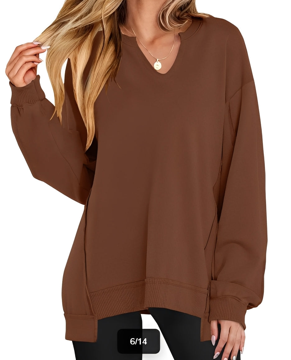 Maggie - Casual striped pullover with V-neck for women