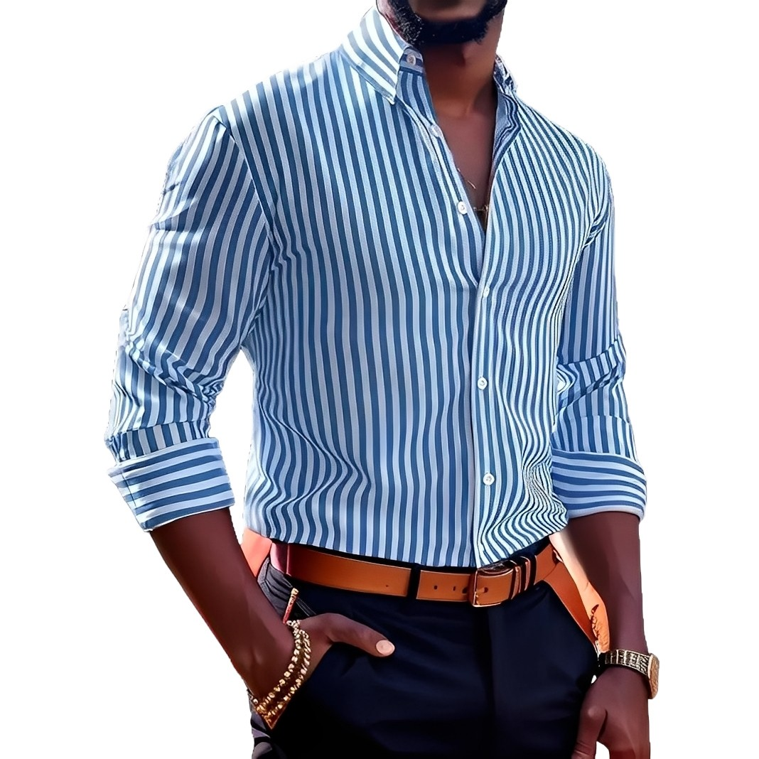 Brycen - Chemise à rayures stylée à manches longues pour hommes