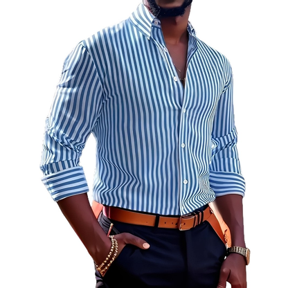Brycen - Chemise à rayures stylée à manches longues pour hommes