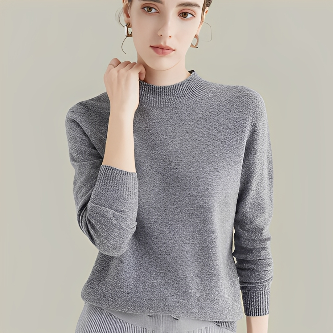 Martine - Pulls en laine à coupe ajustée avec col montant pour femmes