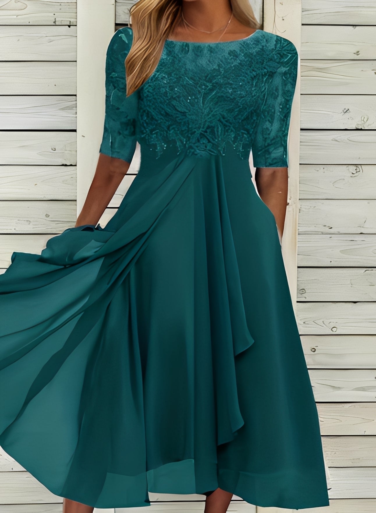 Lena – Robe midi pour femmes – Confortable et élégante