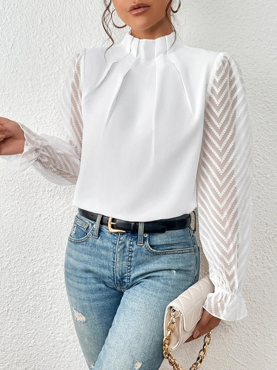 Cassandra - Blouse en tissu léger à manches longues pour femmes