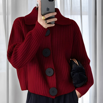Alannah - Veste en maille tendance avec gros boutons pour femmes
