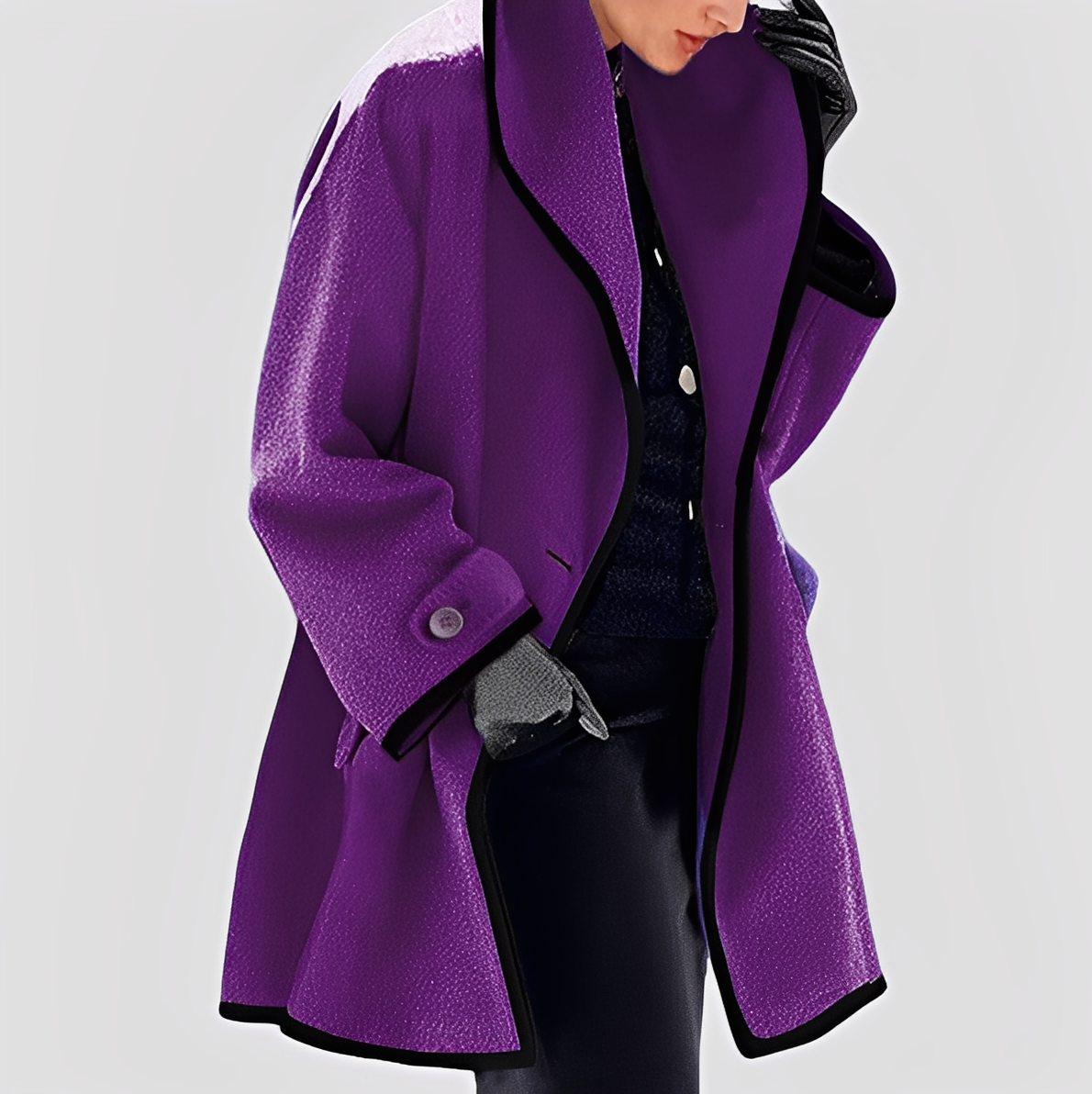 Abigale - Stylish wool overcoat with hood for women