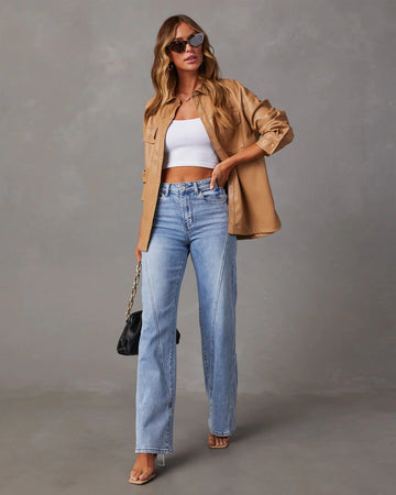 Rhian - Pantalon en Jean Large et Élégant