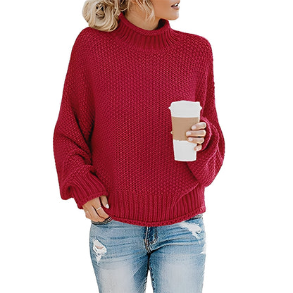 Evalyn - Pull en maille décontracté à col haut pour femmes
