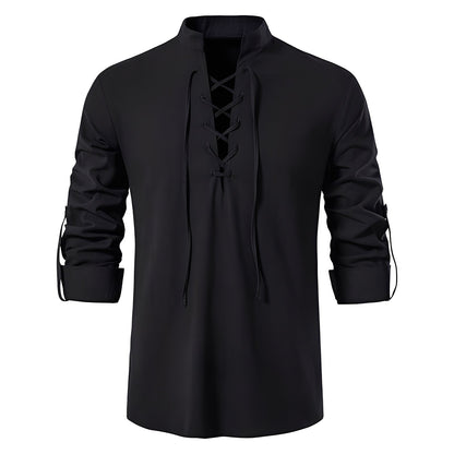 Josué - Chemise chic à col en V avec dentelle pour homme