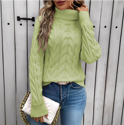 Amélie - Warm cotton sweater for women with a high collar