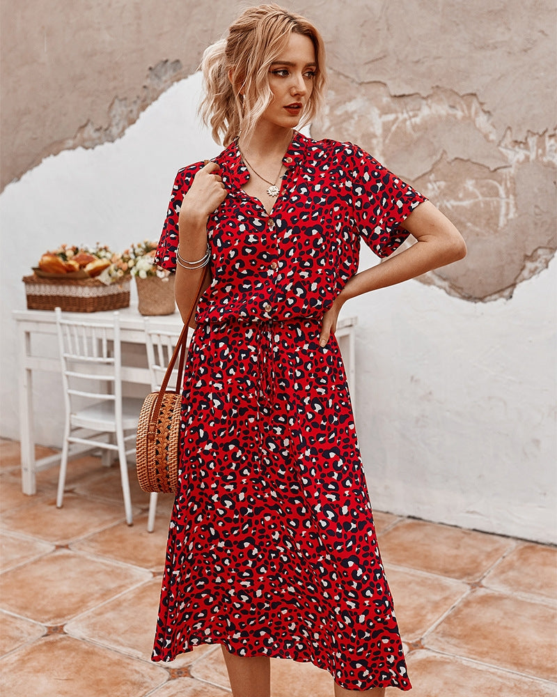 Molly - Robe courte chic à manches courtes avec col pour femmes